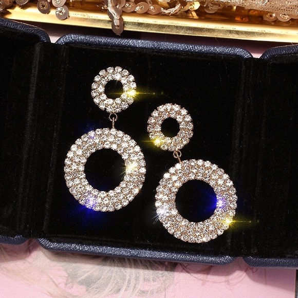 Any 2/$20! Gold & Crystal Circle Stud Earrings - Picture 3 of 8